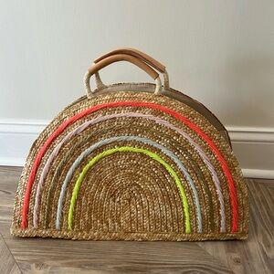 Anthropologie meri meri rainbow wicker basket storage tote